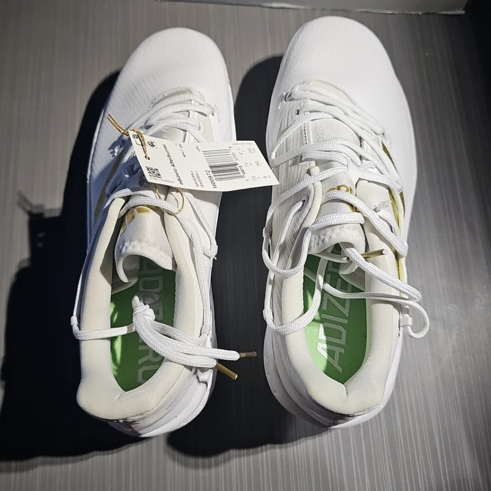 Adidas Adizero Afterburner 8‎ Mens Size 8 White Gold Running Baseball Cleats NWT